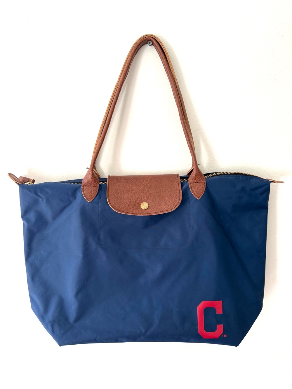FOCO MLB Cleveland Guardians Navy Blue Nylon Large Travel Tote Pilage Sports Bag